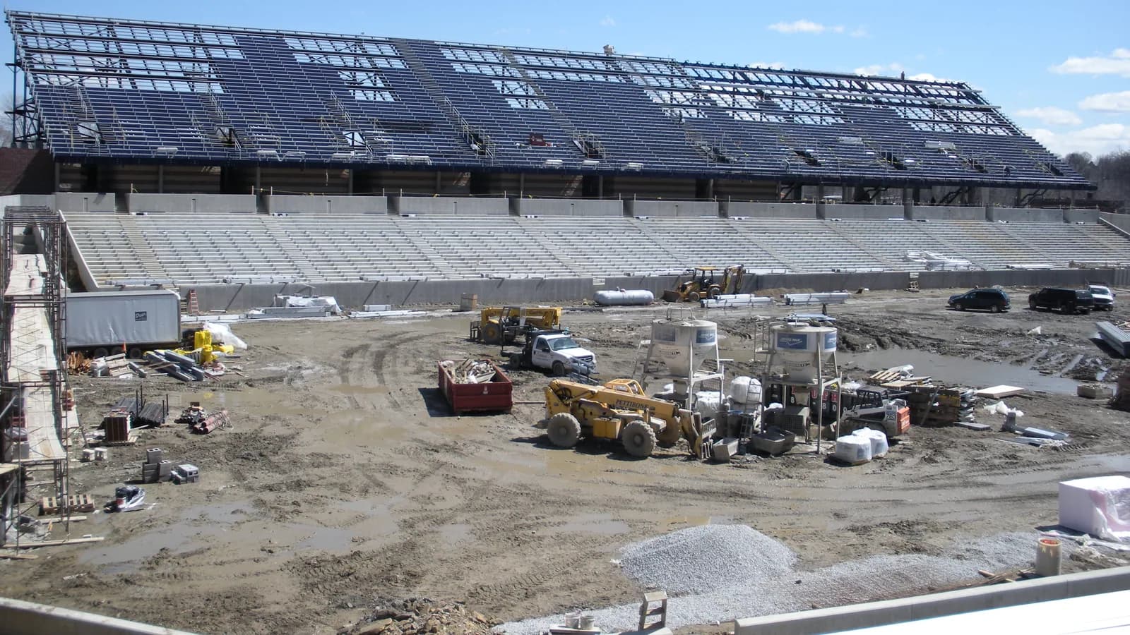 The east stands of Akron's InfoCision Stadium under construction.