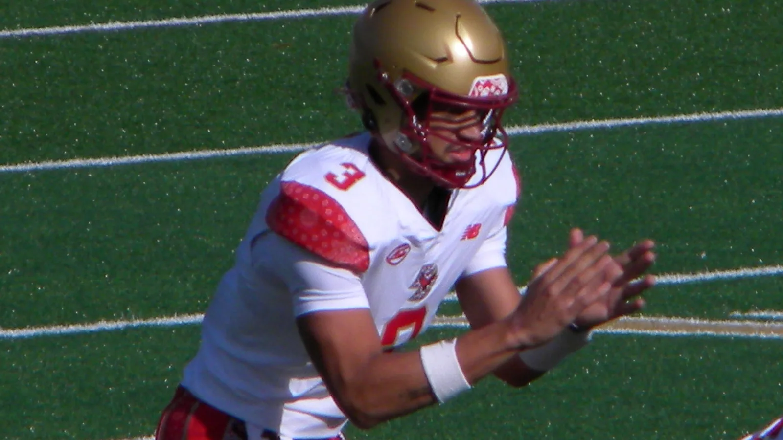 Boston College quarterback Grayson James prepares for a snap against SMU in 2025.