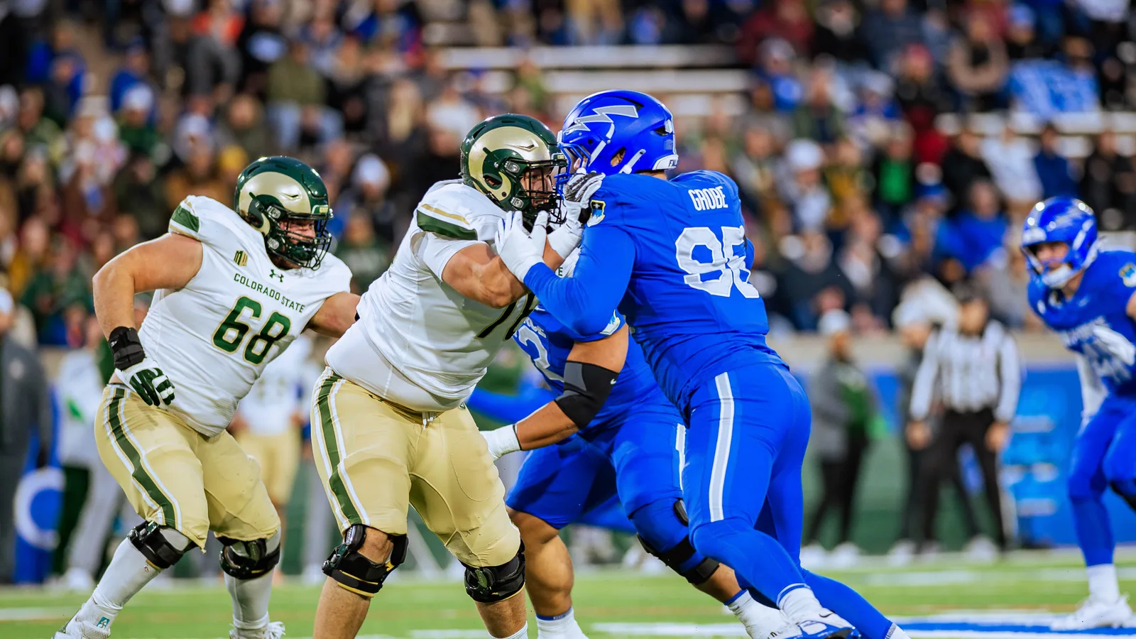 Colorado State blocks Air Force during a 2024 game.
