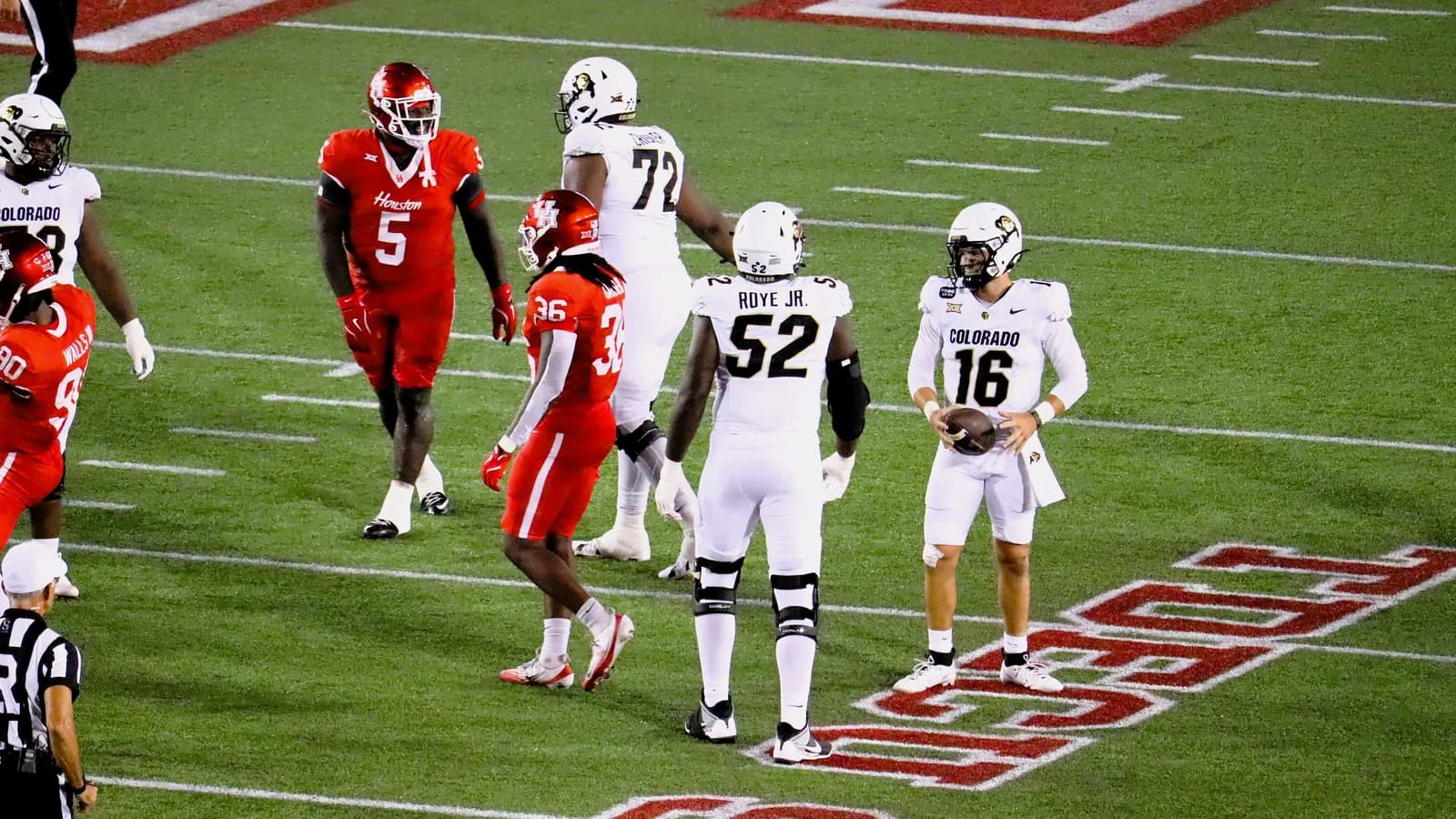 Houston lines up against Colorado in 2025.