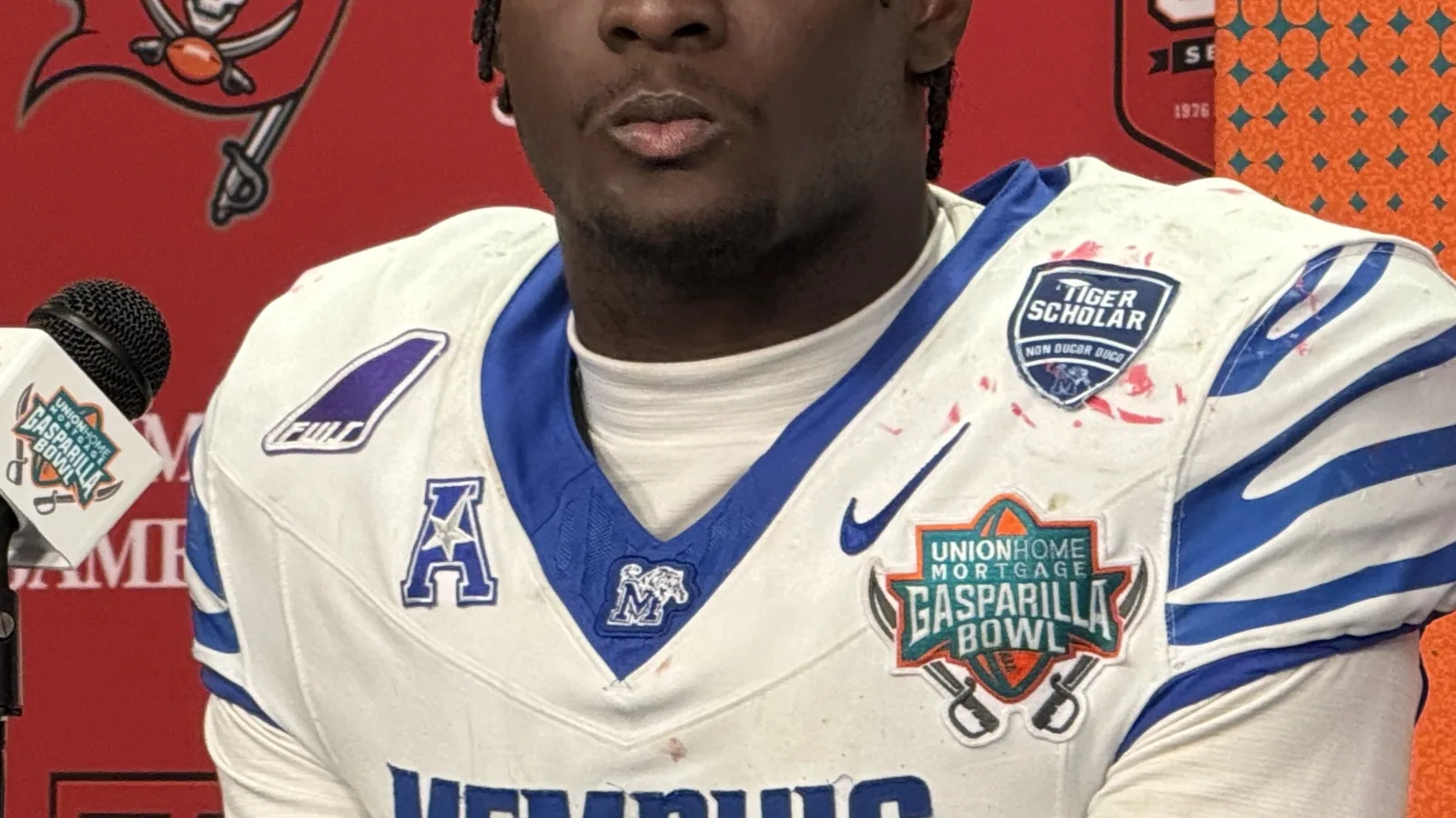 Memphis safety Kamari Wilson speaks after the 2025 Gasparilla Bowl.