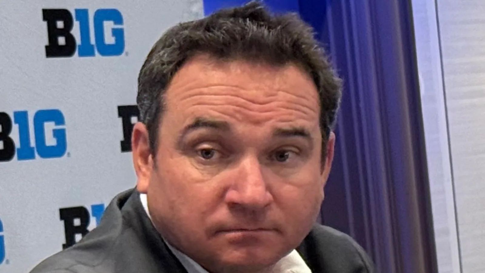 Michigan State head coach Jonathan Smith at 2025 Big Ten media days.