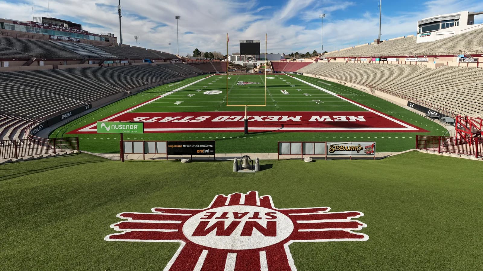 View of Aggie Memorial Stadium, home of the New Mexico State Aggies football team, in Las Cruces, New Mexico.