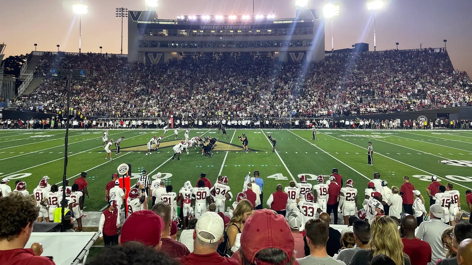 A photo from the visiting side of Vanderbilt stadium during the contest between the Commodores and Crimson Tide on Oct 5, 2024